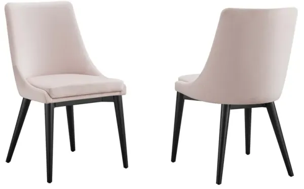 Viscount Accent Performance Velvet Dining Chairs - Set of 2 by Modway Pink