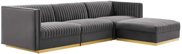 Sanguine 4-Piece Channel Tufted Performance Velvet Modular Sectional Sofa by Modway Gray
