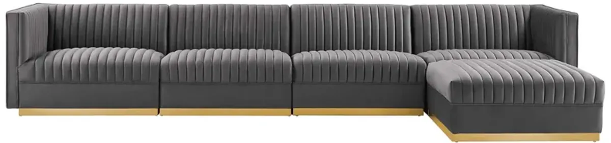 Sanguine 5-Piece Channel Tufted Performance Velvet Modular Sectional Sofa by Modway