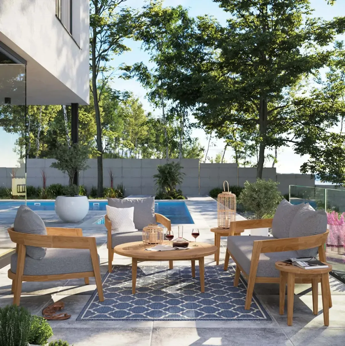 Brisbane 6-Piece Teak Wood Outdoor Patio Set by Modway