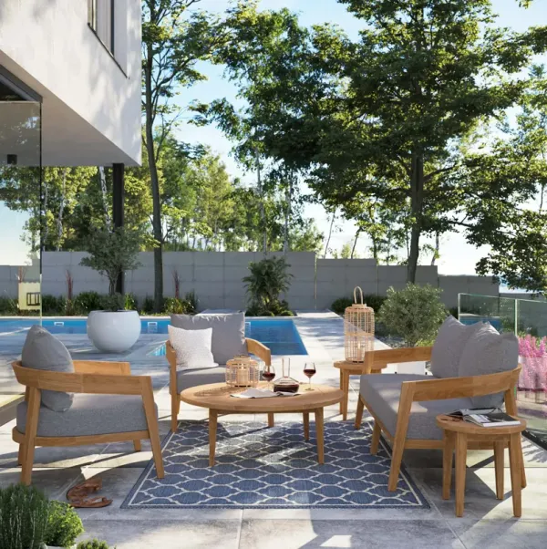 Brisbane 6-Piece Teak Wood Outdoor Patio Set by Modway