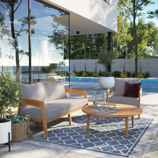 Brisbane 3-Piece Teak Wood Outdoor Patio Set by Modway