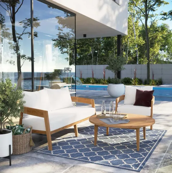 Brisbane 3-Piece Teak Wood Outdoor Patio Set by Modway