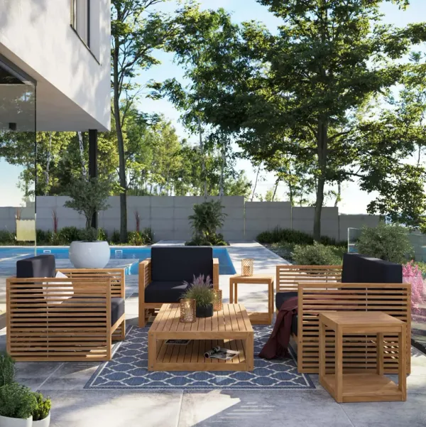 Carlsbad 6-Piece Teak Wood Outdoor Patio Outdoor Patio Set by Modway