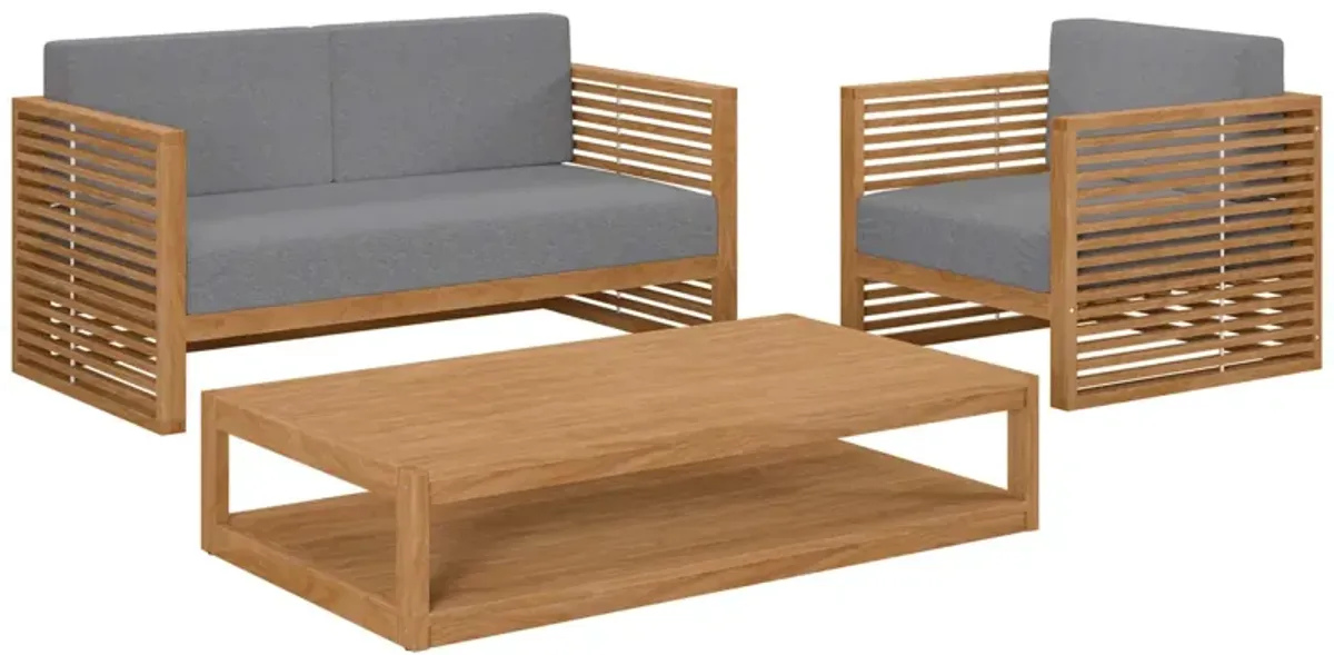 Carlsbad 3-Piece Teak Wood Outdoor Patio Outdoor Patio Set by Modway