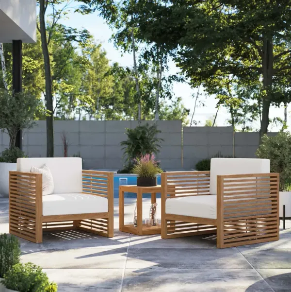 Carlsbad 	3-Piece Teak Wood Outdoor Patio Outdoor Patio Set by Modway