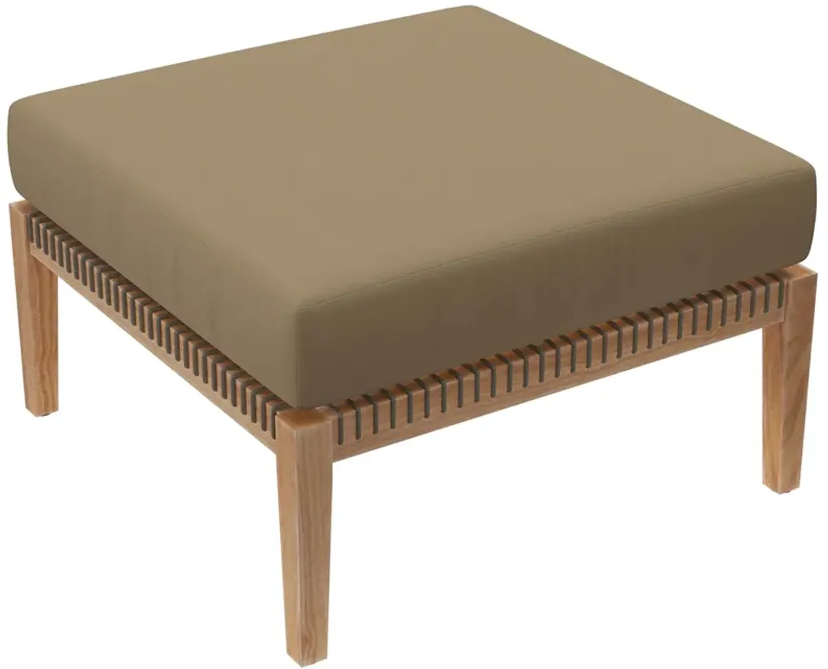 Clearwater Outdoor Patio Teak Wood Ottoman by Modway Gray Light Brown