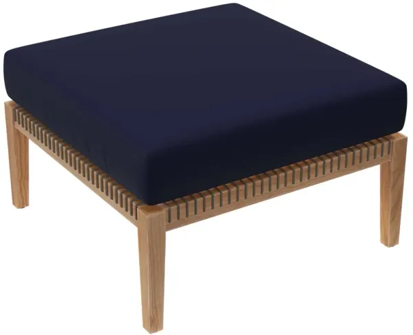 Clearwater Outdoor Patio Teak Wood Ottoman by Modway Gray Navy
