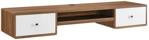 Transmit 60" Wall Mount Wood Office Desk by Modway Walnut White