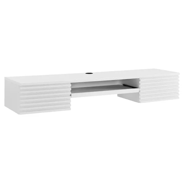 Render Wall Mount Wood Office Desk by Modway White