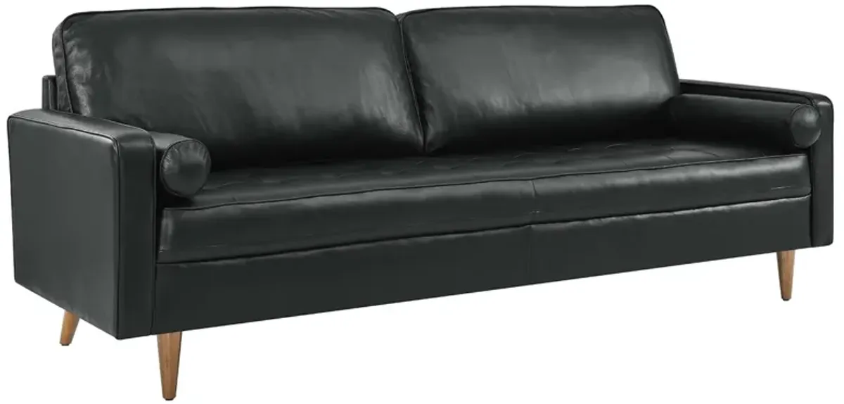 Valour 88" Leather Sofa by Modway Black