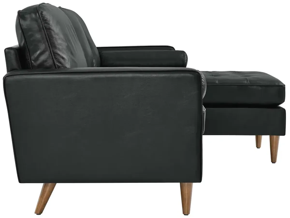 Valour 78" Leather Apartment Sectional Sofa by Modway Black