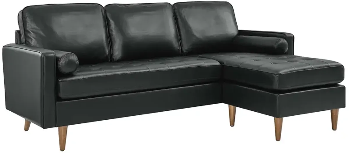 Valour 78" Leather Apartment Sectional Sofa by Modway Black
