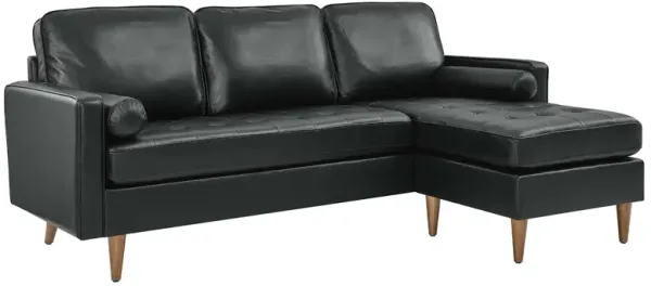 Valour 78" Leather Apartment Sectional Sofa by Modway Black