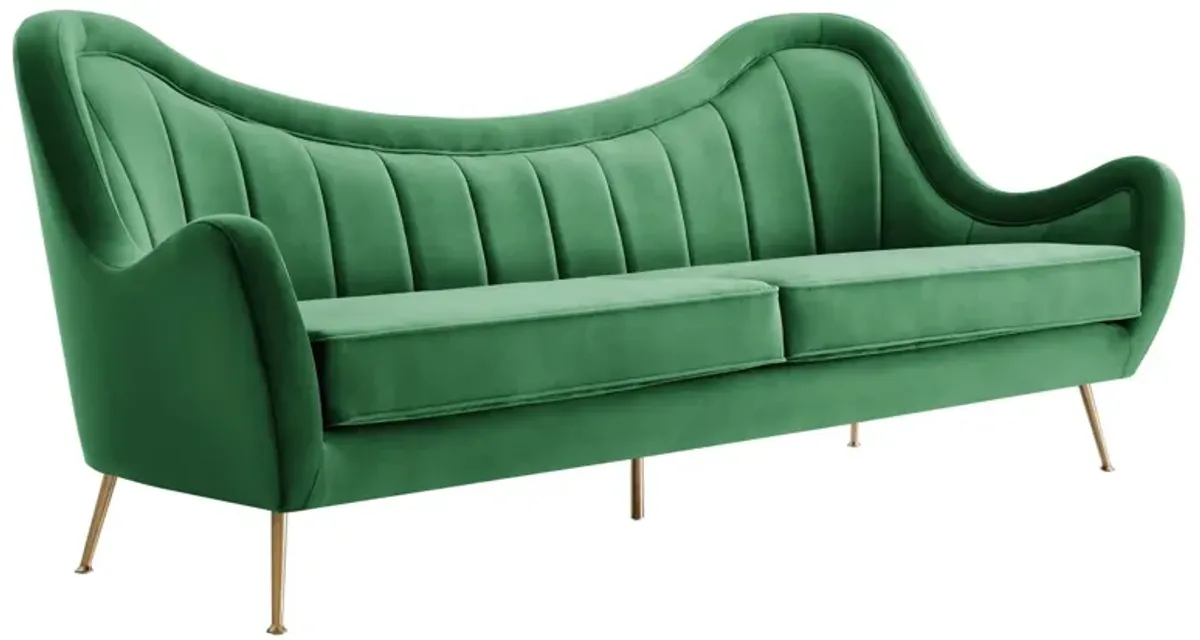 Cheshire Channel Tufted Performance Velvet Sofa by Modway Emerald