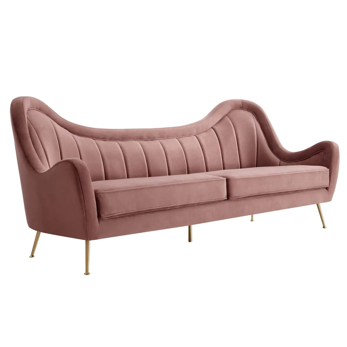Cheshire Channel Tufted Performance Velvet Sofa by Modway Navy