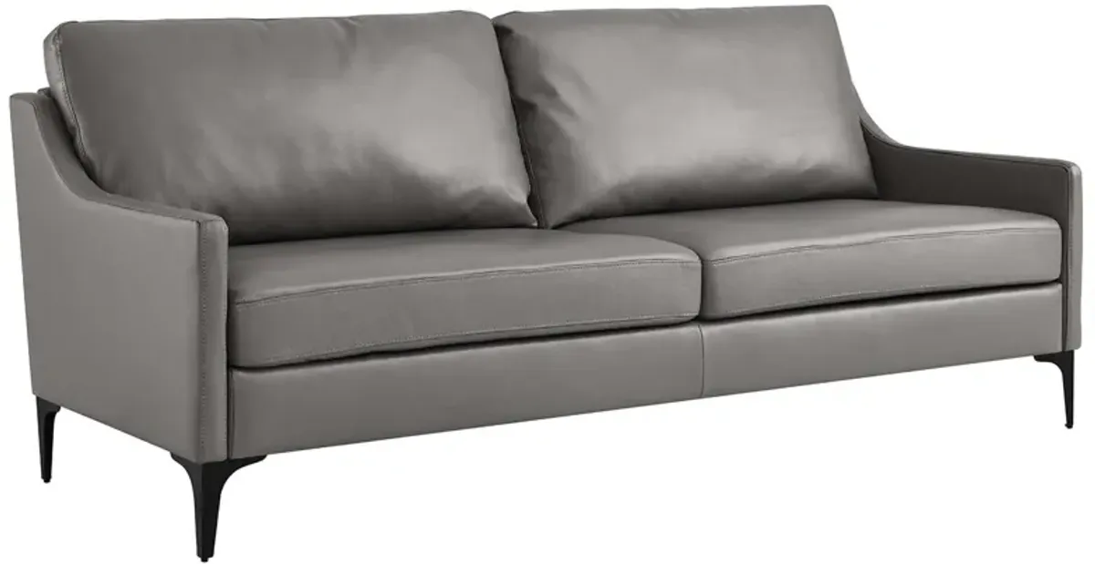 Corland Leather Sofa by Modway Brown