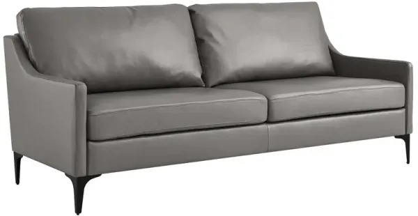 Corland Leather Sofa by Modway Gray