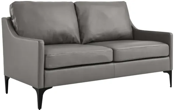 Corland Leather Loveseat by Modway Gray