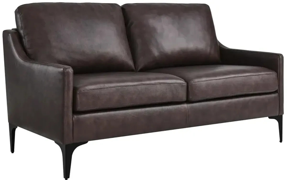 Corland Leather Loveseat by Modway Tan