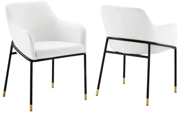Jovi Performance Velvet Dining Armchair Set of 2 by Modway Black White