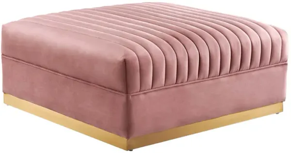 Sanguine Channel Tufted Performance Velvet Modular Sectional Sofa Ottoman by Modway Dusty Rose