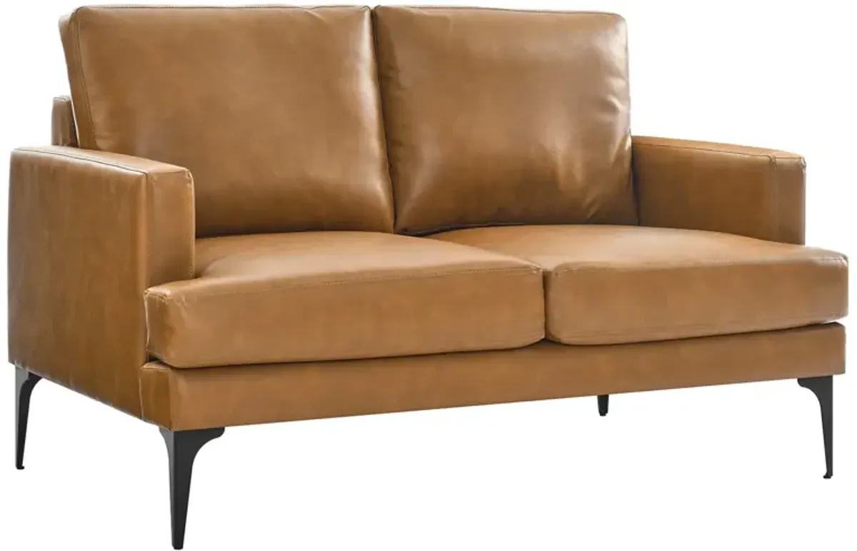 Evermore Vegan Leather Loveseat by Modway Tan