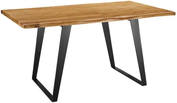 Viggo 60" Live Edge Acacia Wood Acacia Wood Dining Table by Modway Black Natural