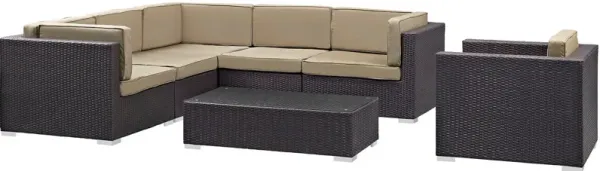 Corona 7 Piece Outdoor Patio Sectional Set by Modway Espresso Mocha