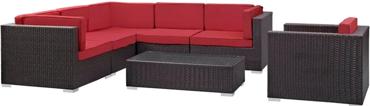 Corona 7 Piece Outdoor Patio Sectional Set by Modway Espresso Red