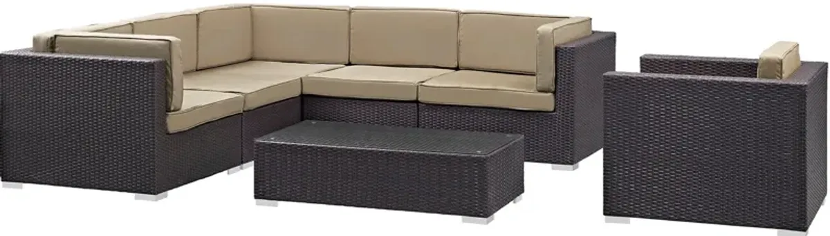 Corona 7 Piece Outdoor Patio Sectional Set by Modway Espresso White