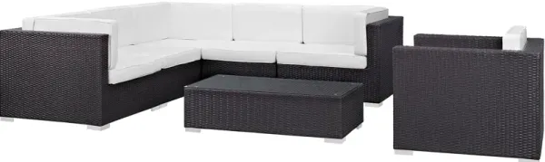Corona 7 Piece Outdoor Patio Sectional Set by Modway Espresso White
