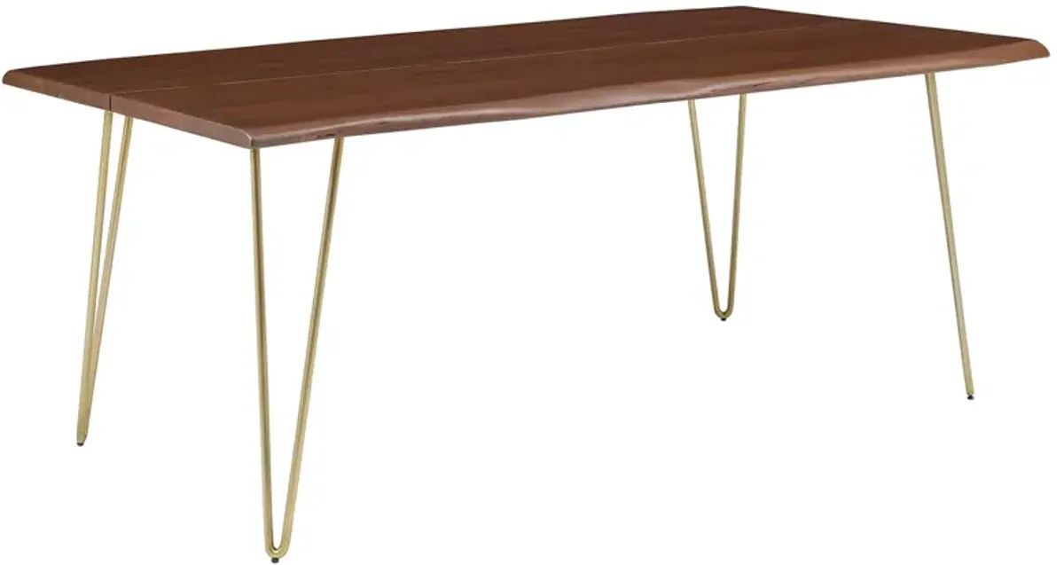 Ardor 74" Live Edge Acacia Wood Acacia Wood Dining Table by Modway Gold Walnut