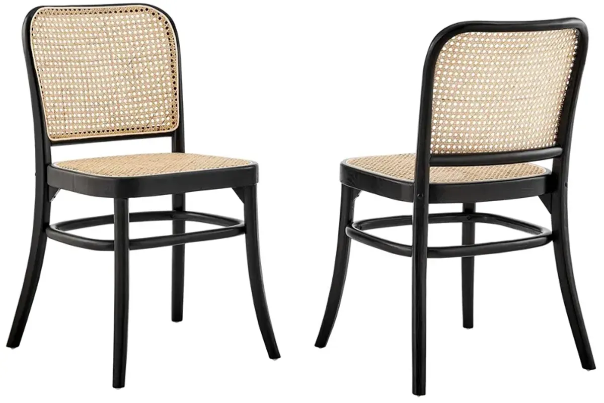 Winona Wood Dining Side Chair Set of 2 by Modway Black