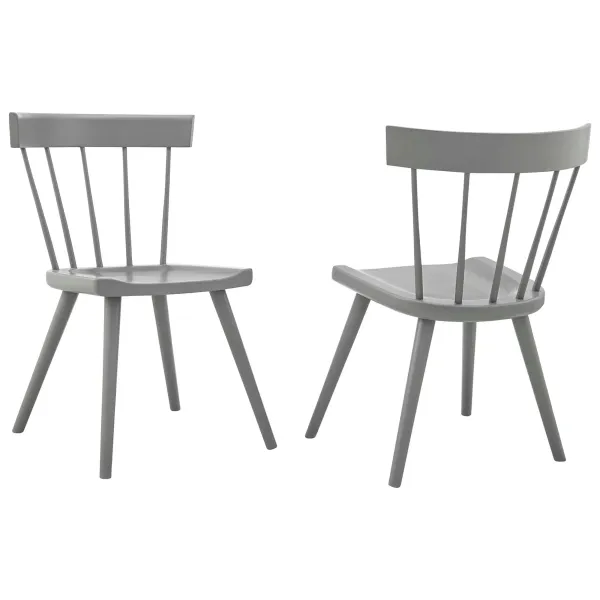 Sutter Wood Dining Side Chair Set of 2 by Modway Light Gray