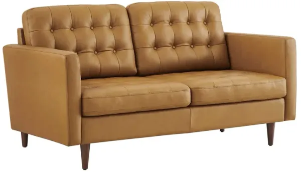Exalt Tufted Leather Loveseat by Modway Tan