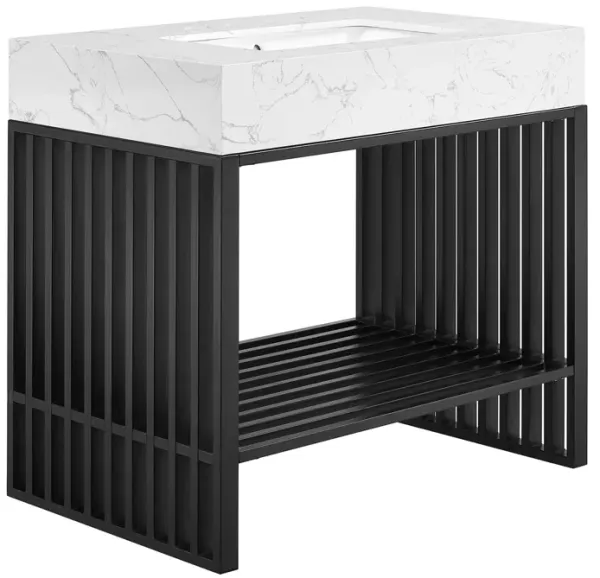 Gridiron Bathroom Vanity Basin Included by Modway 36" / White Black