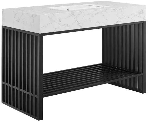 Gridiron Bathroom Vanity Basin Included by Modway 48" / White Black