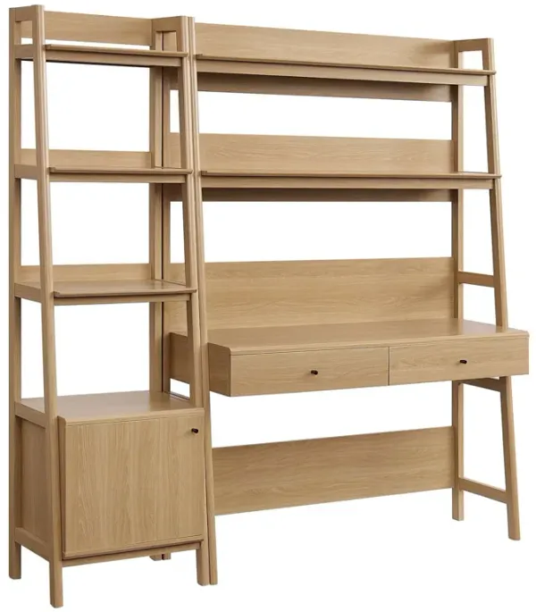 Bixby 2-Piece Wood Office Desk and Bookshelf by Modway Oak