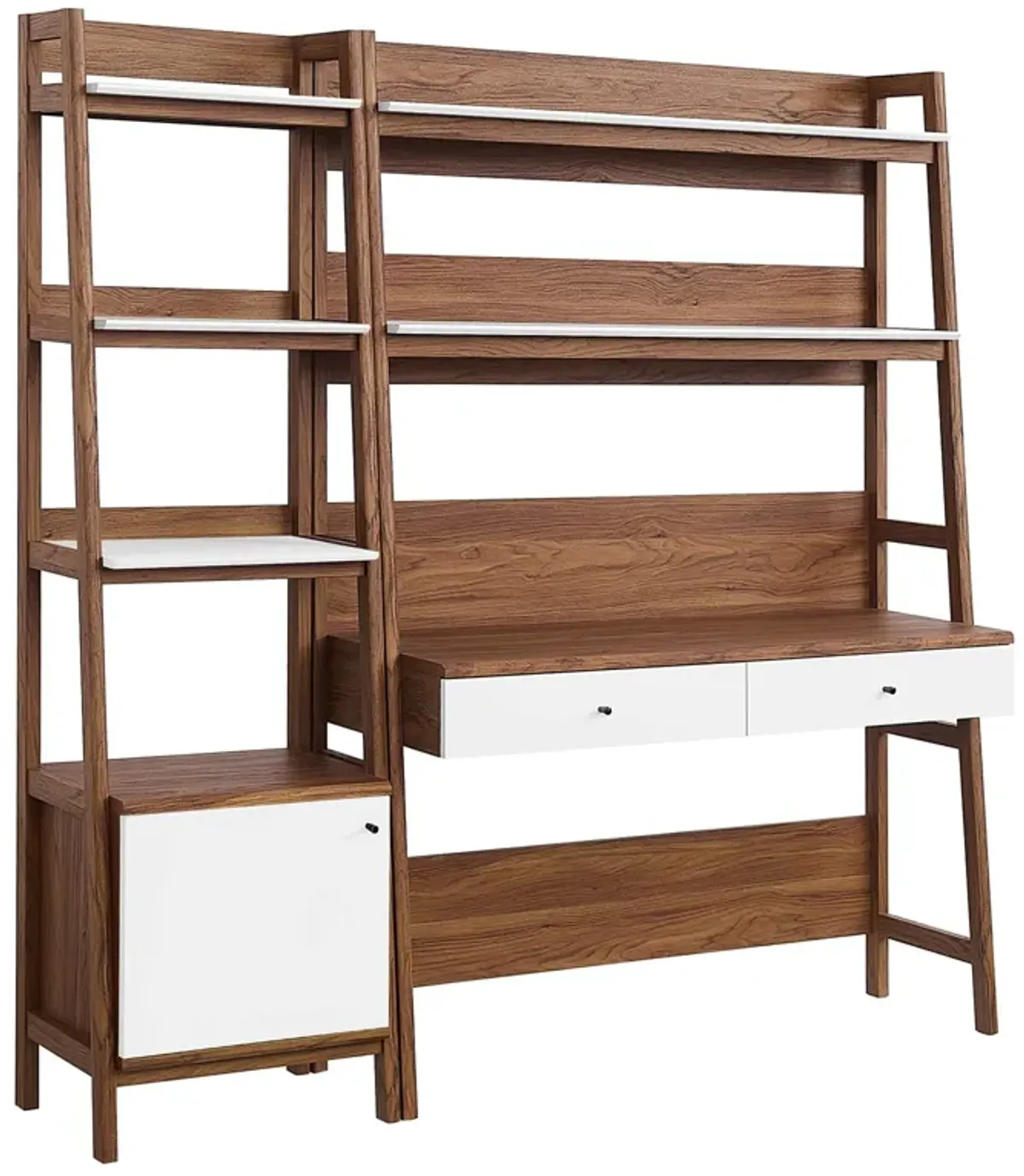 Bixby 2-Piece Wood Office Desk and Bookshelf by Modway Walnut White