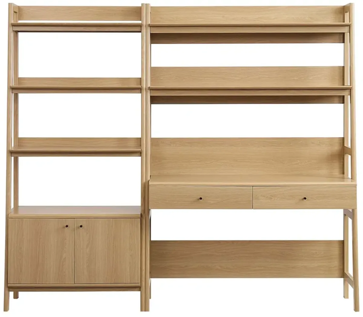 Bixby 2-Piece Wood Office Desk and Bookshelf by Modway Oak