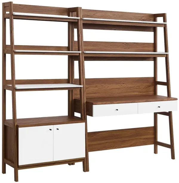 Bixby 2-Piece Wood Office Desk and Bookshelf by Modway Walnut White