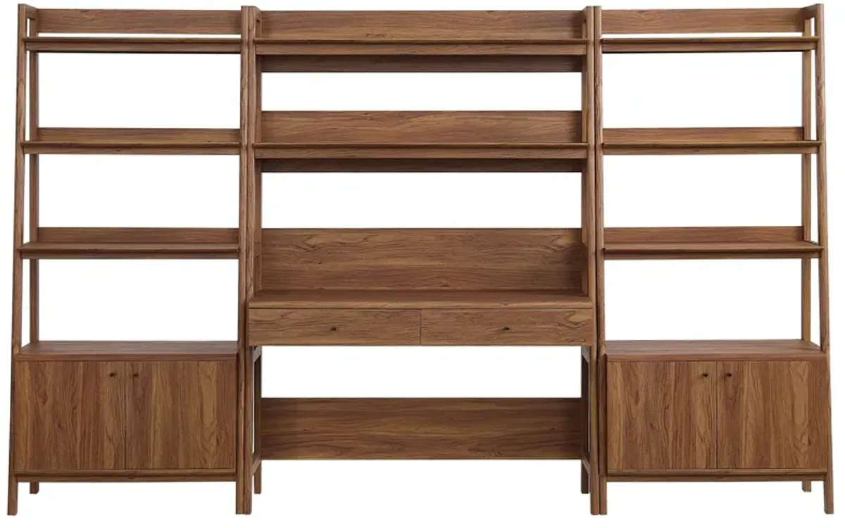 Bixby 3-Piece Wood Office Desk and Bookshelf by Modway Walnut