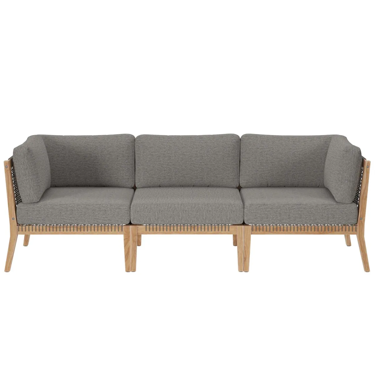 Clearwater Outdoor Patio Teak Wood Sofa by Modway Gray Light Brown