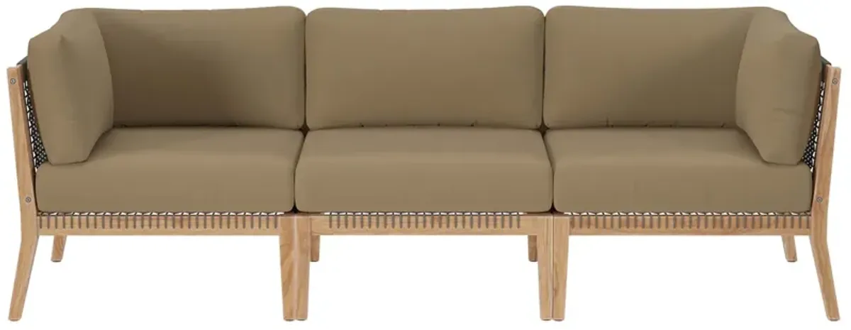 Clearwater Outdoor Patio Teak Wood Sofa by Modway Gray Light Brown