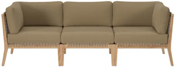 Clearwater Outdoor Patio Teak Wood Sofa by Modway Gray Light Brown