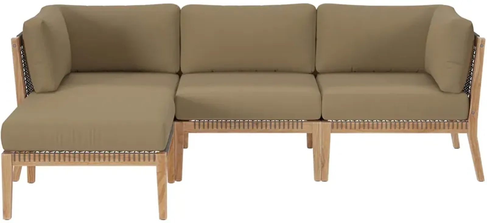 Clearwater Outdoor Patio Teak Wood 4-Piece Sectional Sofa by Modway
