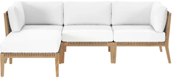 Clearwater Outdoor Patio Teak Wood 4-Piece Sectional Sofa by Modway Gray White