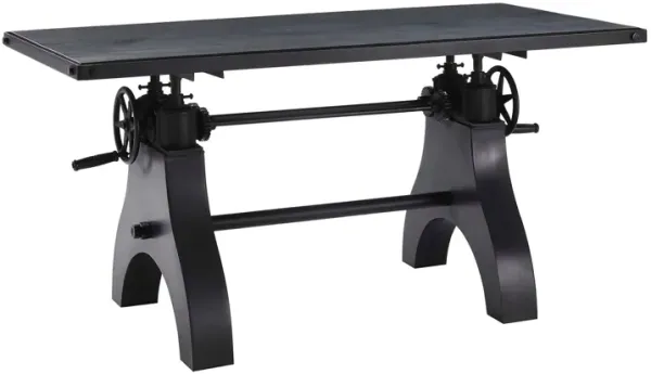 Genuine 60" Crank Adjustable Height Dining Table and Computer Desk by Modway Black Black
