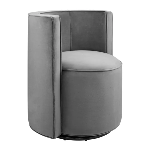 Della Performance Velvet Fabric Swivel Chair by Modway Gray